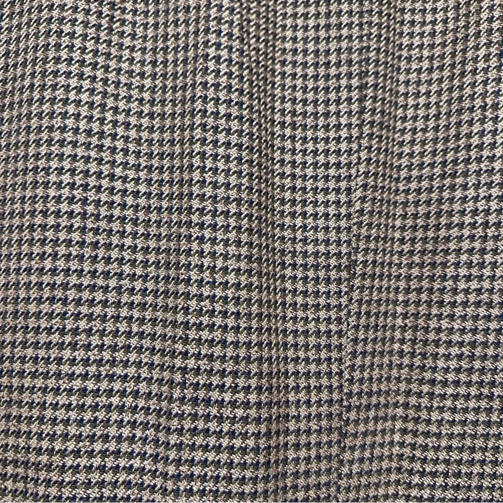 Vintage 80s Andhurst Tan Beige Houndstooth Wool Blend Sport Coat Mens Size 46L